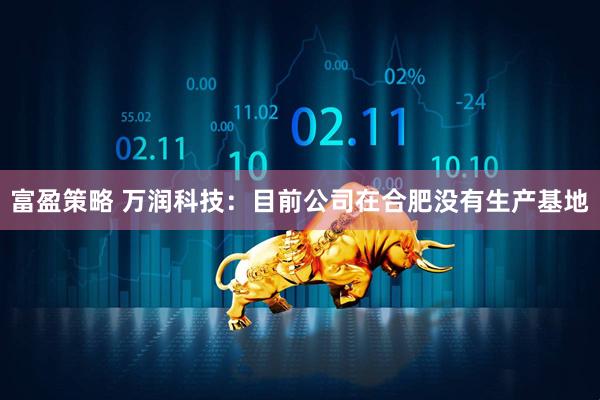 富盈策略 万润科技：目前公司在合肥没有生产基地